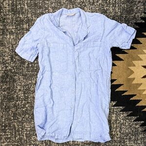 Everlane Light Blue 100% Linen Button Down Dress